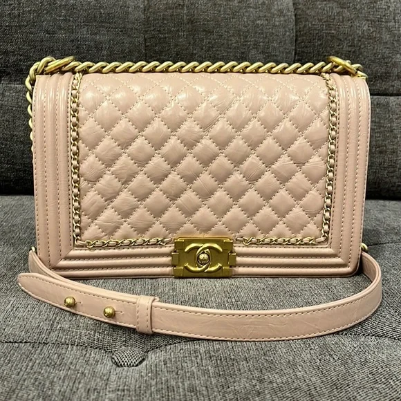 Chanel Quilted Boy Flapbag in Nude Pink w/Gold / RARE EUC - Picture 3 of 15